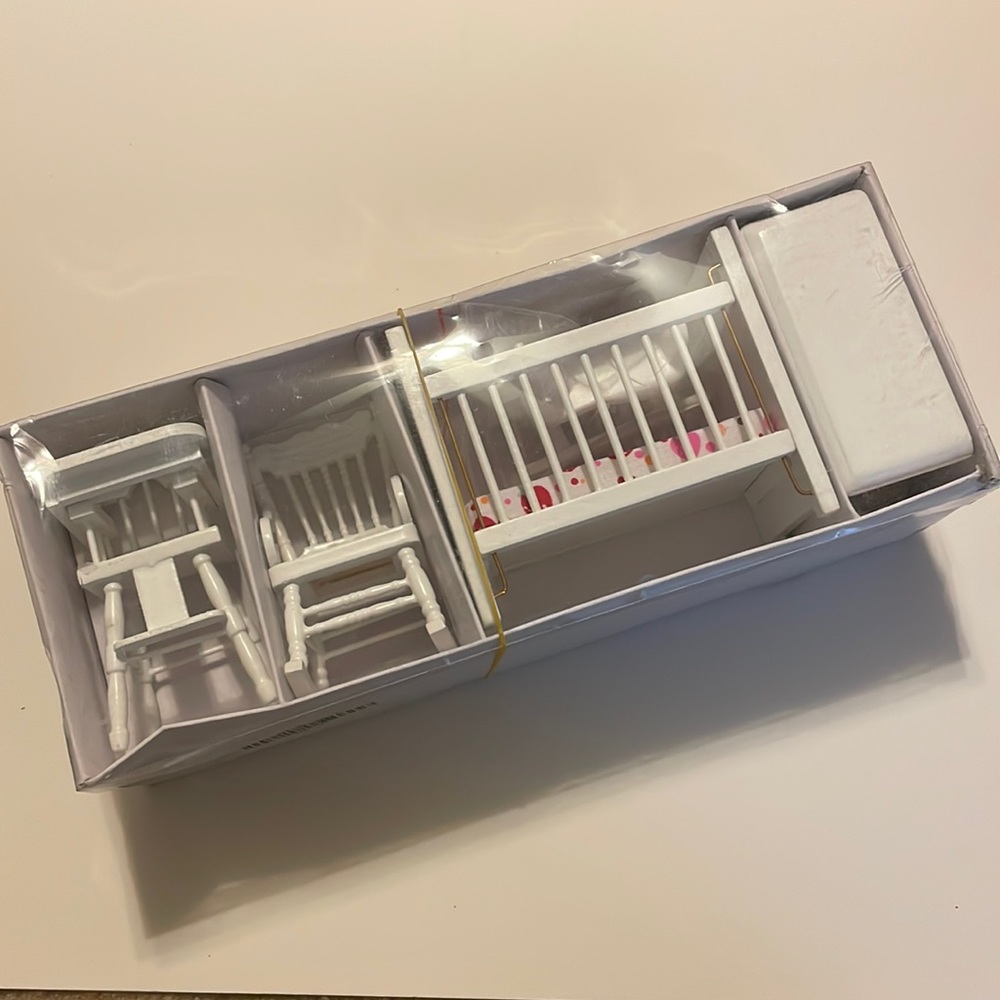 New in box dollhouse nursery set